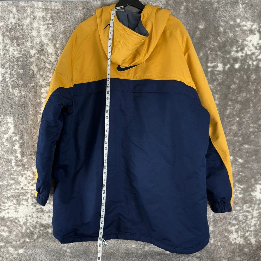 Nike Size XXL Colorblock Fleece Lined Hooded Windbreaker Jacket Yellow Navy Mens